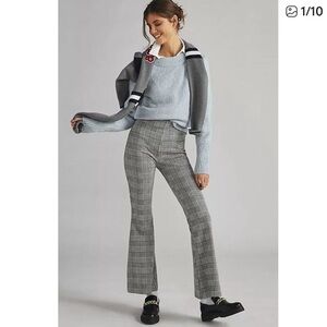 Anthropologie x Maeve Margot Glen Plaid Kick Flare Black & White Pull On Pants,M